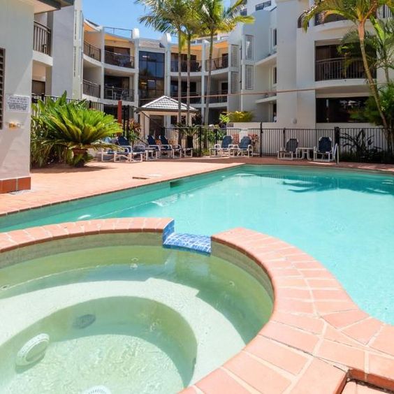 Outdoor heated swimming pool at Burleigh on the Beach, Gold Coast