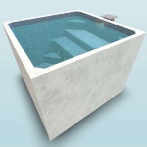 A 3D design of The Plungie Quad in a Blue lagoon colour