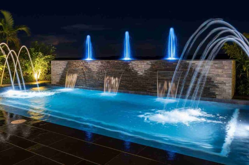 Waterfalls Fountains and Led Lighting